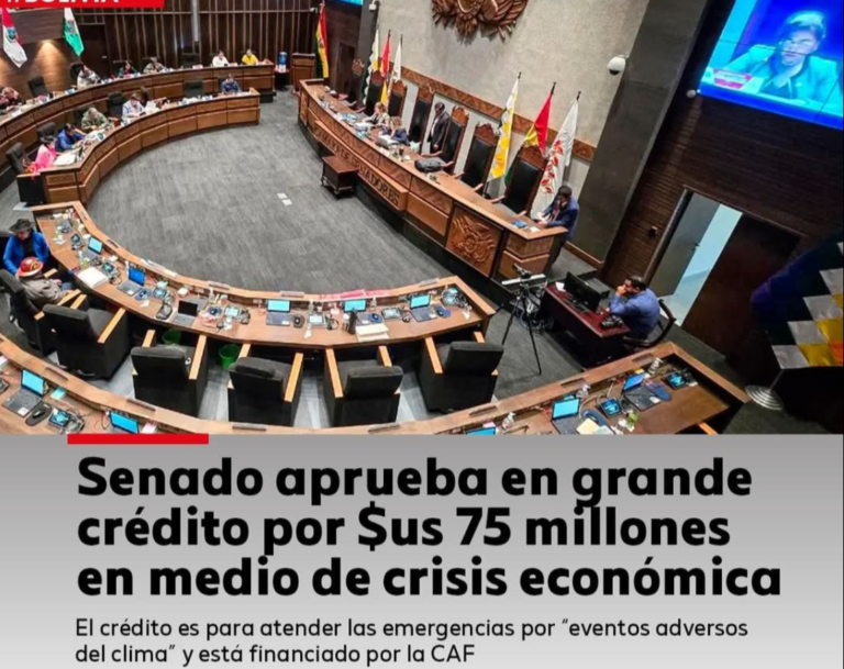 SENADO APRUEBA EN GRANDE CRÉDITO POR $US 75 MILLONES EN MEDIO DE CRISIS POLÍTICA Y ECONÓMICA