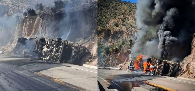 CISTERNA BOLIVIANA SE INCENDIA EN LA CARRETERA BINACIONAL Y DEJA UN FALLECIDO CISTERNA BOLIVIANA SE INCENDIA EN LA CARRETERA BINACIONAL Y DEJA UN FALLECIDO
